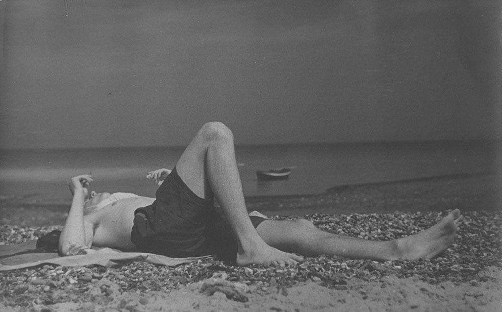 Keith-Vaughan,-Male-figure-in-bathing-shorts-lying-on-towel,-1939-©-the-estate-of-Keith-Vaughan,-Courtesy-of-Austin---Desmond-Fine-Art