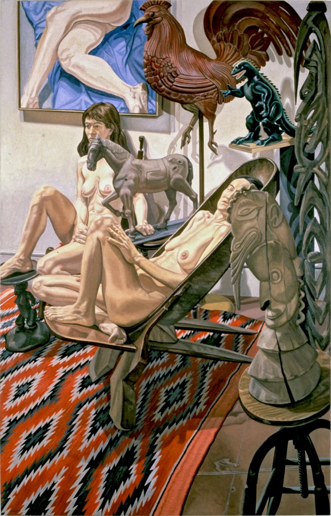 1. Philip Pearlstein, MODELS WITH GODZILLA, ETC., 1990 © Philip Pearlstein. Courtesy Betty Cuningham Gallery