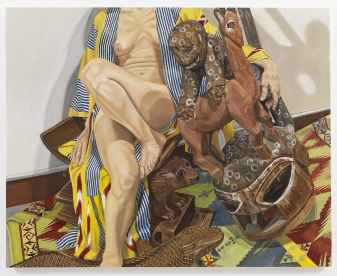 4. Philip Pearlstein, Model in Japanese Robe with African Carvings, 2009 © Philip Pearlstein. Courtesy Betty Cuningham Gallery