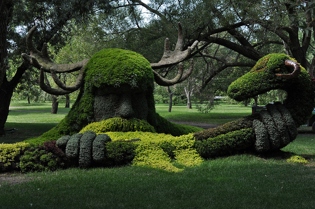 Topiary additioned to Mosaiculture in Montreal Botanic Park, Canada
