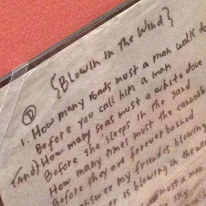 Original Manuscript of Blowin' in the Wind, Bob Dylan