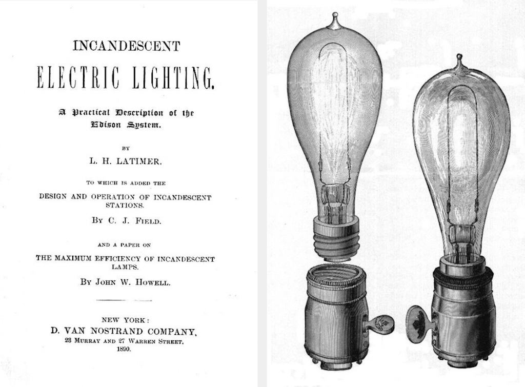 Black and white illustration of the electric light bulb 