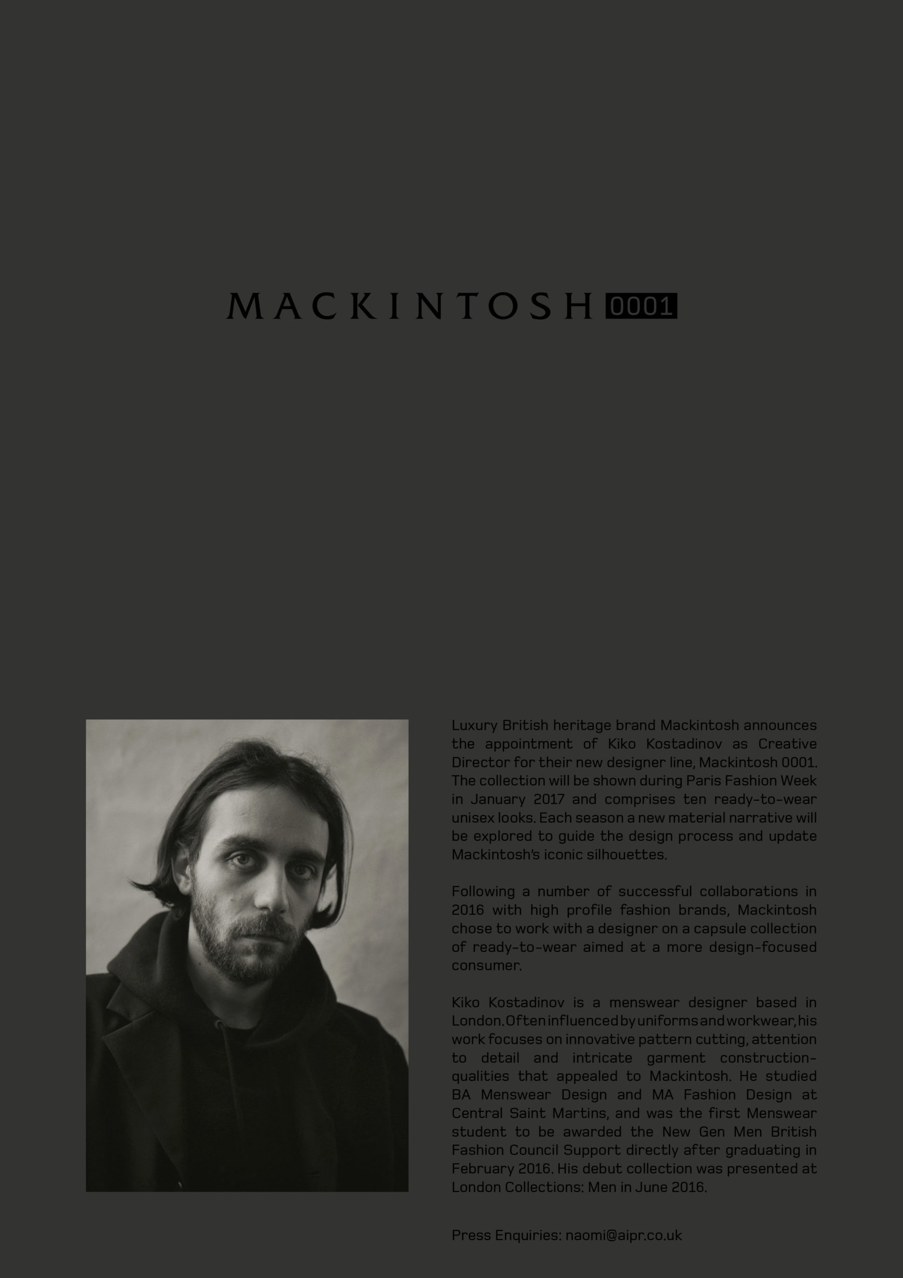 Kiko Kostadinov and Mackintosh 0001 | Cent Magazine