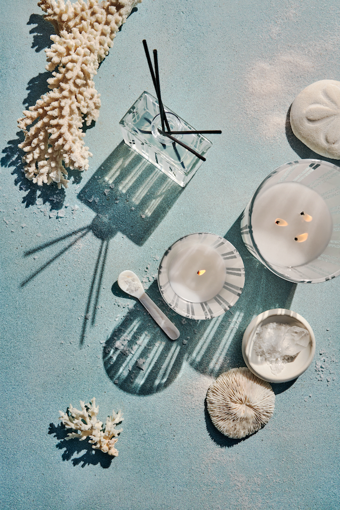 Candles and diffuser in fragrance Ocean Mist & Sea Salt to help you nestle down at home.